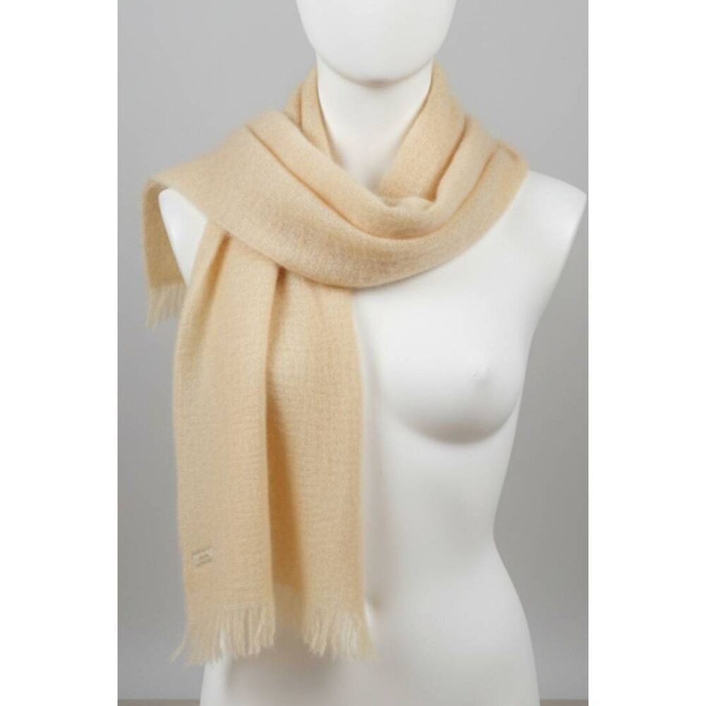 Vintage 60's ohrbach womens mohair wool long scarf beige made in Scotland
